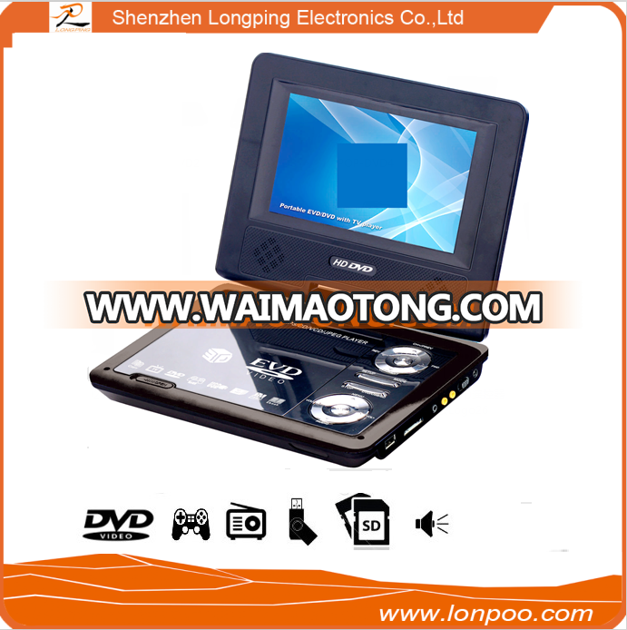 7" 9" 10.1" inch TFT LCD Screen Digital Multimedia Portable DVD with tv and game function